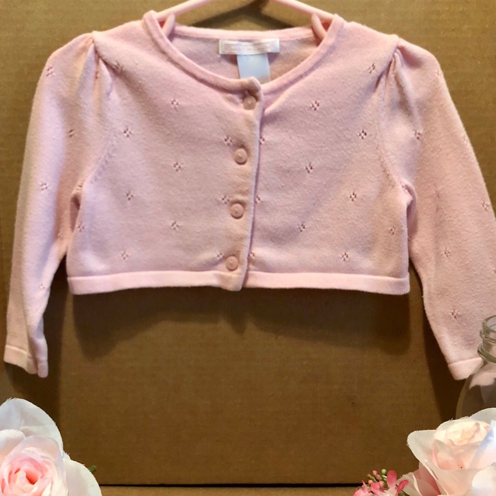 Janie and Jack 6-12M Pointelle Cardigan Pink